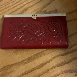Patricia Nash Red Floral Embossed Wallet